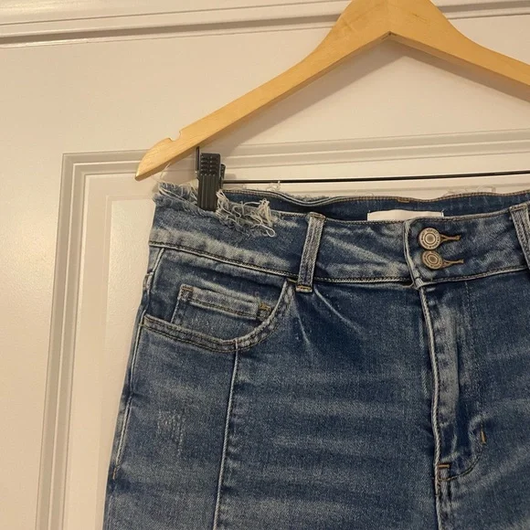 Vervet Women's High Rise Colorblock Panel Flare Southwestern Jeans - Blue - Picture 6 of 8